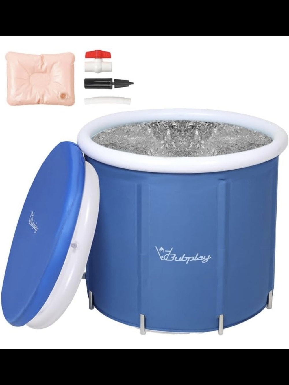 Blue Portable Soak Tub with Lid